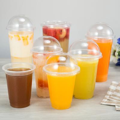 China LOKYO 12oz 16oz 32oz pp bubble tea custom clear single wall disposable plastic smoothie cup with dome lids for sale