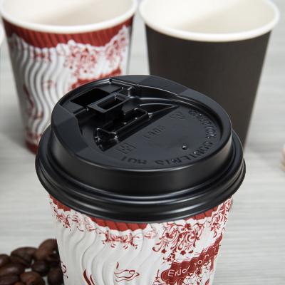 China LOKYO Factory Price Disposable White Black White Plastic Beverage Catering Coffee Tea Paper Cup Cover Hot Environmental Friendly PP Lid for sale