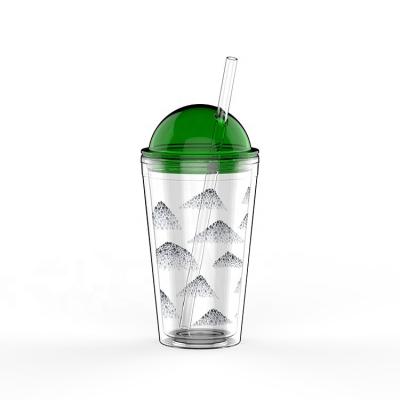 China LOKYO 16oz stocked clear transparent milkshake recycle reusable plastic cup boba juice bubble tea drinks cup for sale