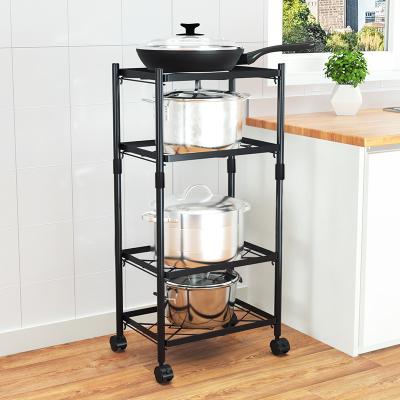 China HS Brand Stainless Steel Kitchen Display Stand Made in China Folding Shelves with Wheels for sale