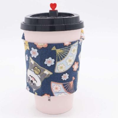 China Wholesale Recyclable Custom Eco-Friendly Milk Bubble Tea Tote Hand Carry Bag Takeaway Coffee Cup Holder Sleeve Carrier Bag With Logo for sale