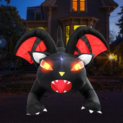 China Inflatable Decorations 5ft Led Light Outdoor Giant Ornament Black Inflatable Lawn Cat Halloween Decoration for sale