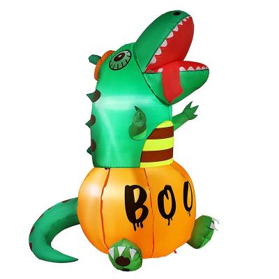 China Popular Home Gift Party Pumpkin Crocodile Toy Dinosaur Decoration 6ft LED Inflatable Halloween Decorations for sale