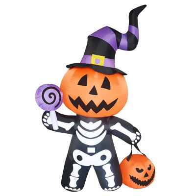 China Home Outdoor Skeleton Hat Ghost Pumpkin Toy Decoration Inflatable Halloween Model Decoration for sale