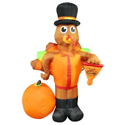 China Outdoor Standing Inflatable Decorations Posture LED Glowing Inflatable Turkey Pumpkin Thanksgiving Decoration for sale