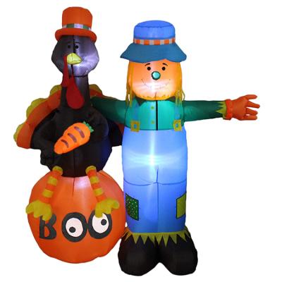 China Inflatable Decorations Supplies Led Outdoor Thanksgiving Day Turkey Lights Inflatable Pumpkin Decoration for sale