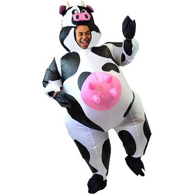 China Christmas Halloween Funny Cosplay Built-in Fan Cow Costume Inflatable Costume Apparel Customized for sale