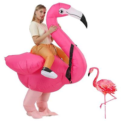 China Funny Flamingo Cosplay Animals Cartoon Costume Mount Inflatable Halloween Clothing For Adult for sale