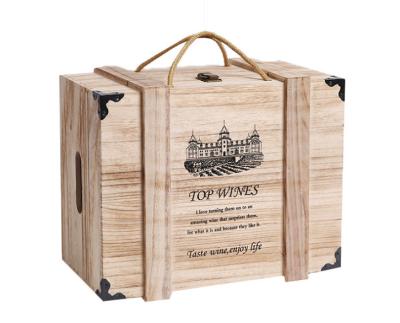 China Recyclable Unfinished Wooden Wine Box Customized Logo for sale