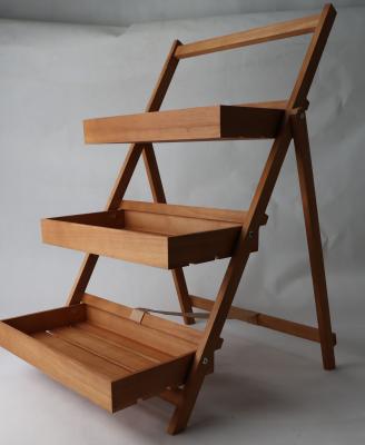 China Sustainable Custom 3 Tier Folding Wooden Shelf Folding Wooden Frame Wood Carving Frame for sale