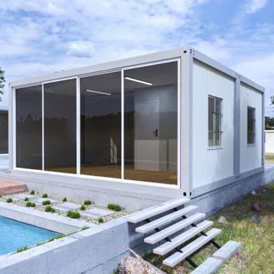 China 100% Wateproof Lightweight Soundproof Fully Stocked Prefab Modular Lightweight Steel Structure Villa Flat Pack Container House for sale