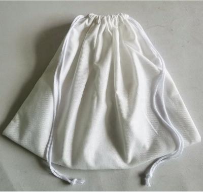 China Custom Logo White Recycled Fabric Drawstring Packaging Bag Dust Bag for sale