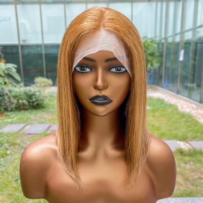 China High Quality Glueless Double Drawn Brazilian 613 Ombre Color Lead Lace Wig Feature 4/27 4/27 Highlight Colored Short Bob Lace Frontal Wig for sale