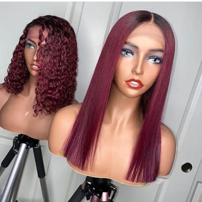 China Feature Short Bob Lace Front Human Hair Wigs Colored Virgin Hair Wigs Red Pink Orange Color Headband Bob 2x6 4x4 13x4 Blonde Lace Front Wigs for sale