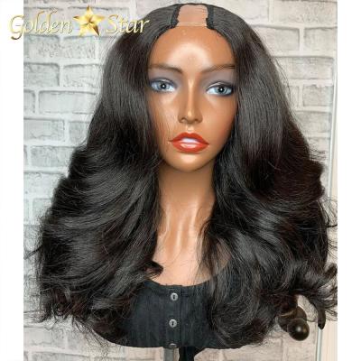 China Feature 100% Natural Brazilian Human U Part Wig For Black Women,Weaves And Wigs,Wholesale Raw Virgin Hair U Part Wigs for sale