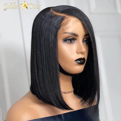 China Feature Peruvian Hair Lace Front Short Middle Part Bob Wig For Black Women, 8