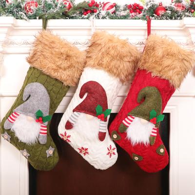 China Wholesale Gift Christmas Stocking Big Knitted Socks Christmas Candy Gift Bags Home Decoration Kids Xmas Gift for sale