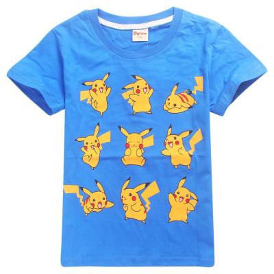 China 2021 youth anti-shrink hot pikachu printed t-shirt stock no moq printed pikachu cotton t-shirt supplier from china for sale