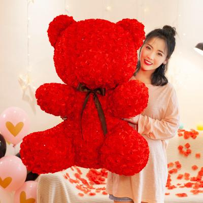 China Kids Gift Romantic Cute Soft Stuffed Animal products Valentines Christmas Gift Promotion Rose Bear squishy  Plush Toys For Girls for sale