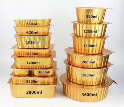 China Eco-friendly Aluminum Foil Food Container Food Grade OEM Logo Custom Different Sizes With Foil Lids for sale