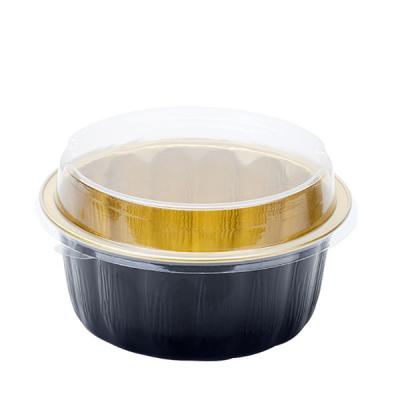 China Eco - Friendly Food Grade Aluminum Foil Disposable Turkey Trays Aluminum Baking Pan Round Black Microwave Aluminum Foil Container for sale