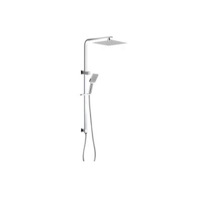 China Modern Brass Square Shower Rail And Brass Handheld Bracket , ABS Square Overhead And 3F Handheld And Hose for sale