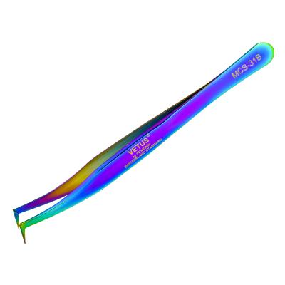 China Eyelash Extension Tweezers Song Whips Eyelash Eyebrow Mcs31B Rainbow Series Private Label Eyelash Extension Tweezers For Eyelash for sale