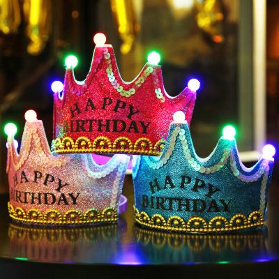 China Party Supplies Popular Wholesale Luminous Crown LED Color Cake Hat Birthday Hat for sale