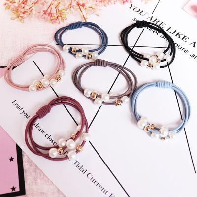 China Wholesale Hot Selling Korean Elastic Hair Accessories Pearl Hair Tops Rope Popular Child Elastic Headbands for sale