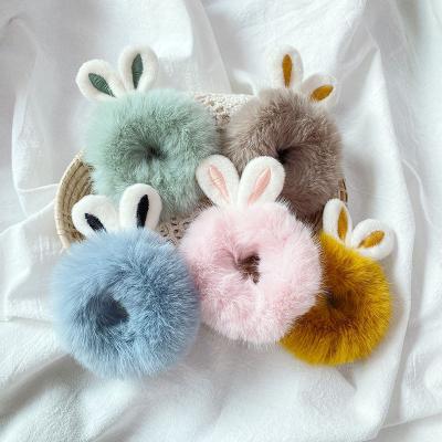 China Hot Wholesale Plush Rabbit Ears Hair Tie Baby Hair Turban Popular Cute Women Accessories Headband for sale