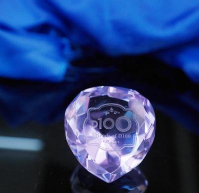 China Europe Engraving Purple Heart Diamond Crystal Paperweight MH-9442 for sale