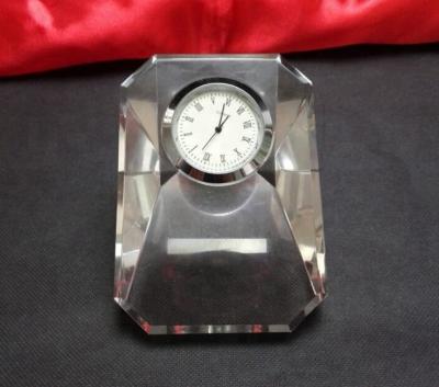 China Antique Style Optical Crystal Glass Table Clock MH-C0187 for sale