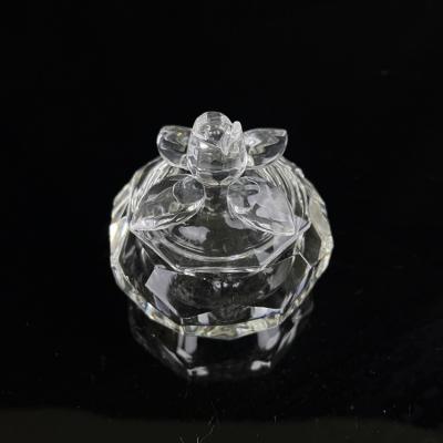 China Crystal Octagon Home Glass Jewelry Trinket Boxes With Flower Lid MH-QT0479 for sale