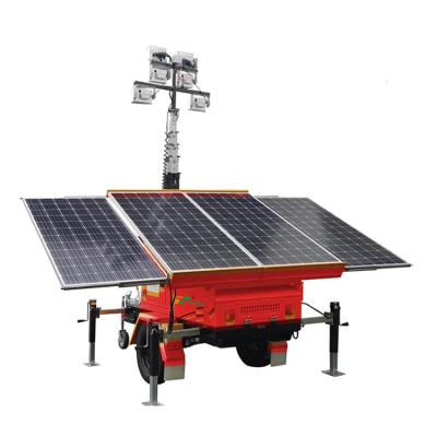 China High Output LED Lights Mobile Trailer Power System Generator Mast Hydraulic Led Solar Light Tower For Mining Construction for sale