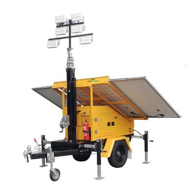 China High Output LED Lights Single Portable Telescopic Mast Surveillance Mobile Camera CCTV Mobile Camera Trailer Power Solar Power Tower for sale