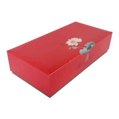 China Recyclable Custom Logo Tea Set Red Gold Foil Cardboard Paper Gift Packaging Boxes For Sale for sale