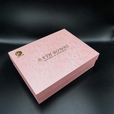 China Wholesale Custom Logo Special Texture Paper Pink Recyclable Boxes With Flap Lid For Christmas Gift for sale