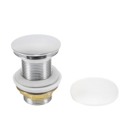 China Modern Stainless Steel Pop Up White Automatic Drain Plug Type Sink Drain Strainer With Overflow for sale