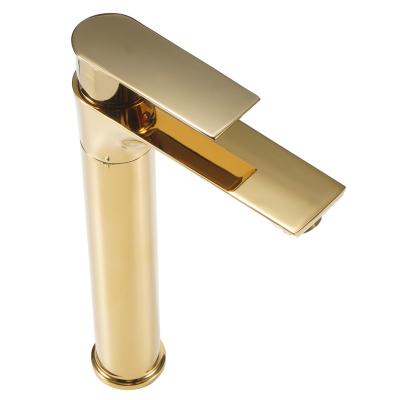 China Metered Faucets Deck Hole Faucet Style Basin Faucet Bathroom Faucet Single Handle Brass Ceramic Gold Color Faucet for sale