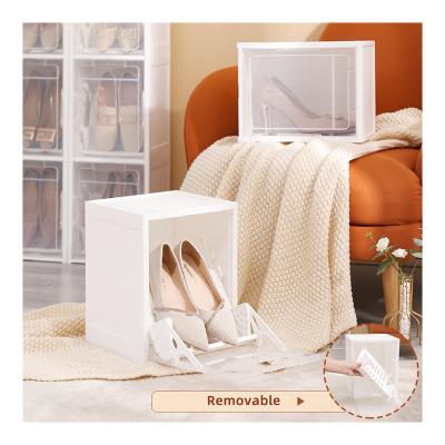 China Viable Protect Shoe Box Storage Furniture Shoe Storage Stackable Shoe Box Plastic for sale