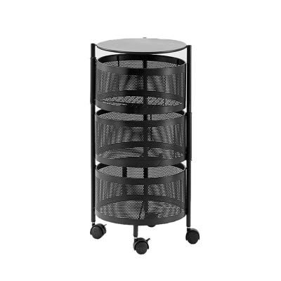 China Durable Practical Revolving Storage Rack Bathroom Storage Rack Black Storage Shelves for sale