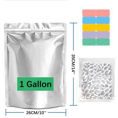 China 1 Gallon Food Moisture Proof Long Term Storage 50 10*14 Packs In With 300~2000CC Oxygen Absorbers Label Free Amazon Extra 7.4/9.5 Mil Mylar Bag for sale