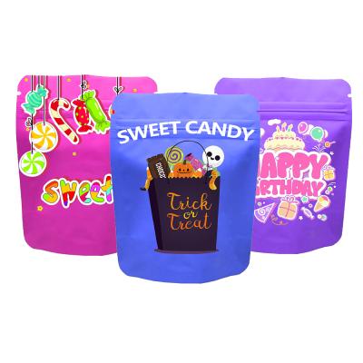 China Recyclable Matte Mini Jolly Rancher Sour 1g 3 Sides Seal Zipper Bag With Foil Sugar Bag Customized Mylar Food Snack Bags for sale