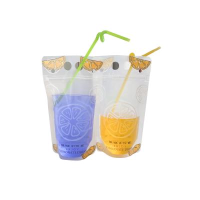 China Barrier Stock + OEM Clear Pouches Drinking Stand Up Free Samples Doypack Straws Handheld Juice Packaging Bags for sale