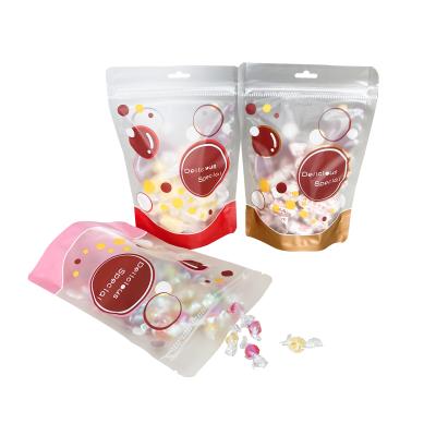 China Moisture Proof Custom Engraving Printing Plastic Packaging Bags For Food Popcorn Cookies Hanghole Clear Window Bags for sale