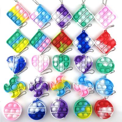 China Wholesale Round Square Silicone A3758 Heart Shaped Pendant Key Ring Mini Fidget Sensory Toys Fidget Toy Keychain for sale