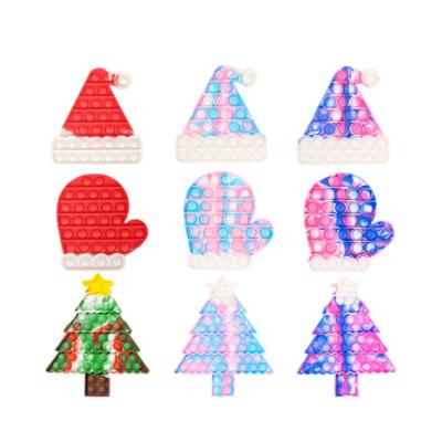 China DD169 Silicone Christmas Hat Busy Person Toys Silicone Santa Claus Toys Camo Christmas Gloves Sensory Hats Bubble Busy Person Christmas Tree Toy for sale