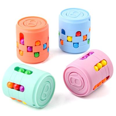 China EE418 Plastic Cans Cube Spinner Kids Stir Spinner Toy Decompression Toys Push Bubble Bean Gyro Rotating Simple Fidget for sale