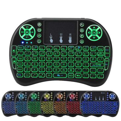 China 3 Colors Desktop 2.4G Super Backlit Air Mouse Keyboard Mini Wireless Backlit Touchpad Handled Wireless Keyboard for sale