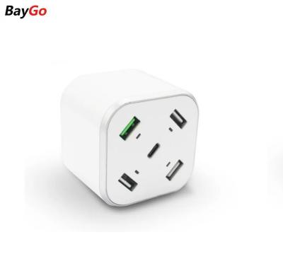 China BayGo AT-25011 48W USB Cell Phone Charger Multi Station QC3.0+TYPE-C+3USB Ports PD Charger For Phone&Ipad&Watch for sale